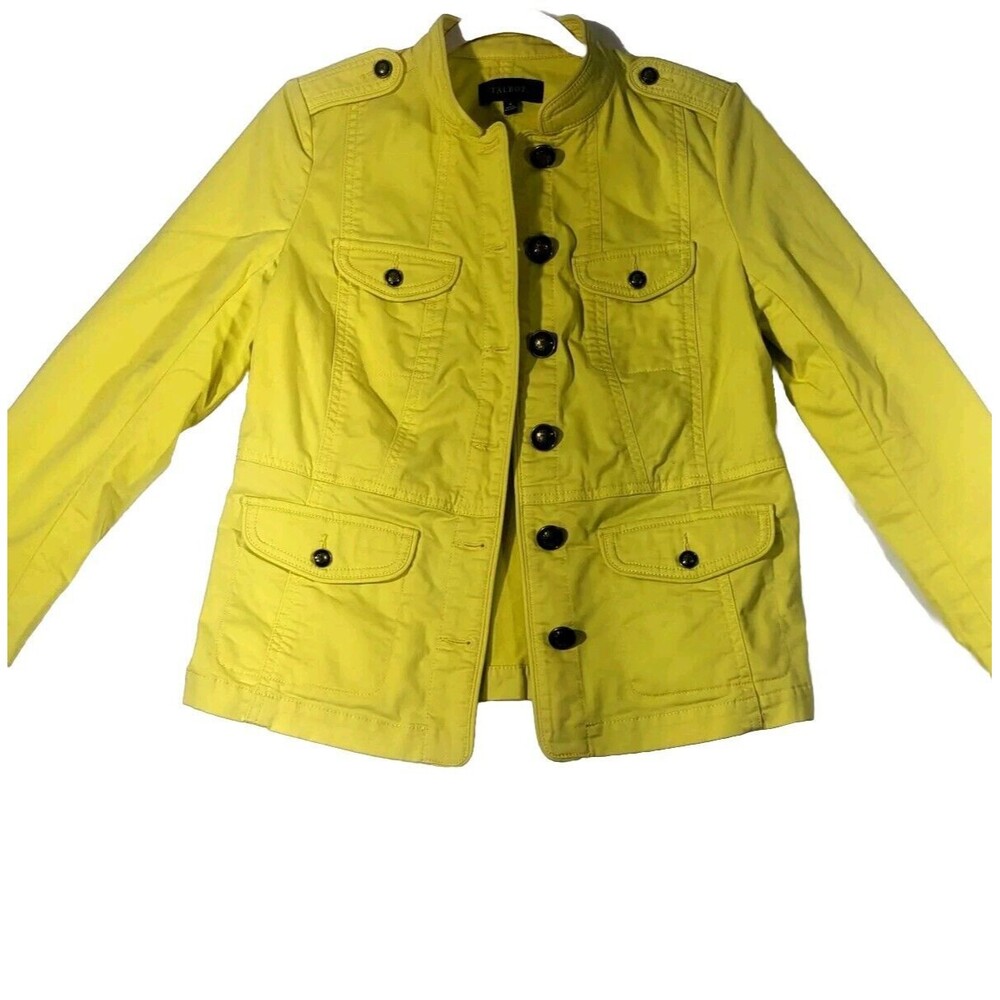 Talbots Jacket Womens Sz 4  Yellow Lightweight Utility Button Up  Pettie Coat